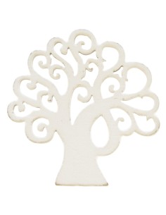 Application décorative en bois, arbre de vie, blanche – 4 cm