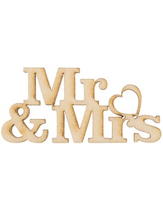Applicazione in legno, scritta «Mr&Mrs» – 4,5 × 2 cm