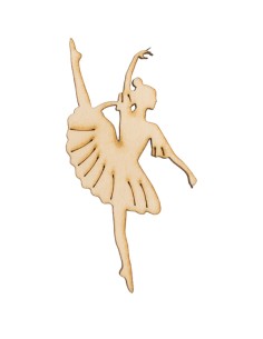 Application décorative en bois, ballerine – 7 cm