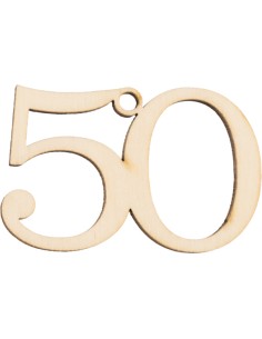 Deko-Applikation aus Holz, 50. Jubiläum – 3,5 × 5 cm