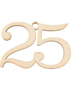 Application décorative en bois, 25e anniversaire – 3 × 5 cm