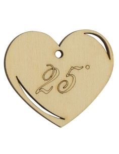Applicazione in legno, cuore 25° anniversario