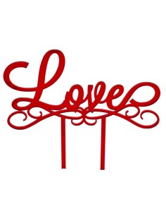 Plex cake topper, «Love», red – H 15 L 17 cm