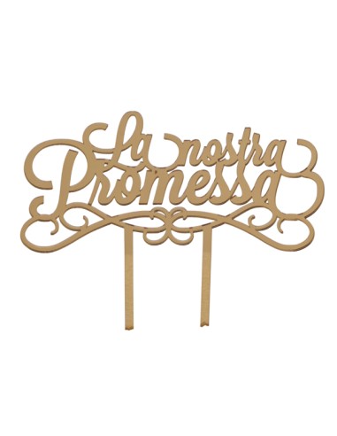 Cake topper in plex, «La nostra promessa», finitura dorata – H 14 L