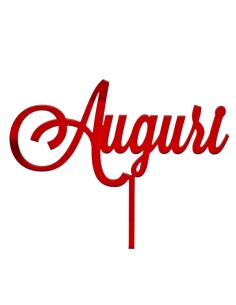 Cake topper in plex, «Auguri», rosso – H 15 L 17 cm