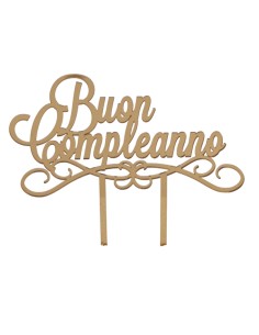 Plex cake topper, «Buon compleanno», gold-tone finish – H 15,5 L