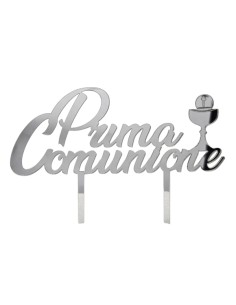 Plex cake topper, «Comunione», silver-tone finish – H 12 L 15,5 cm