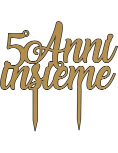 Tortenstecker aus Plex, Zahl 50, goldfarbene Ausführung – H 15 L 16
