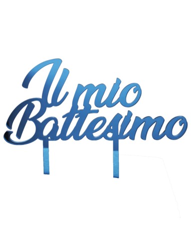 Cake topper in plex, «Il mio battesimo», celeste