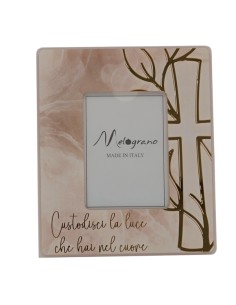 Favour: photo frame, sacred motifs, small, gold-tone details, photo