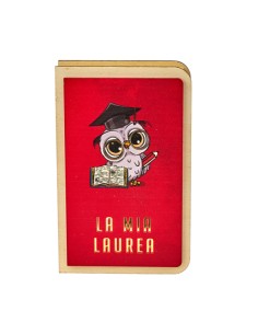 Favour: book lamp, graduation, large, red, gold-tone details – 12 ×