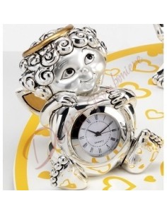 Angelo argento con cuore orologio h 7 cm con scatola 622/1