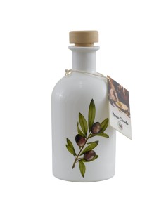 Gastgeschenk Nonno Claudio Öl, Flasche weiß mit Olivenbaumdekor