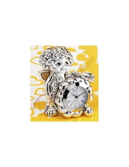 Angelo argento con spiga orologio h 8 cm con scatola 622/2