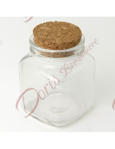 Glass jar with cork stopper cm 5x7h