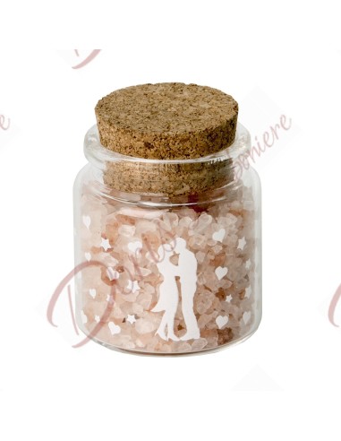 Glass vial with cork stopper for bride and groom cm 12.5H