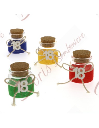 Barattolo vetro tappo in sughero 18 ANNI 6 cm 4 assortiti Barattolo vetro tappo in sughero 18 ANNI 6 cm 4 assortiti