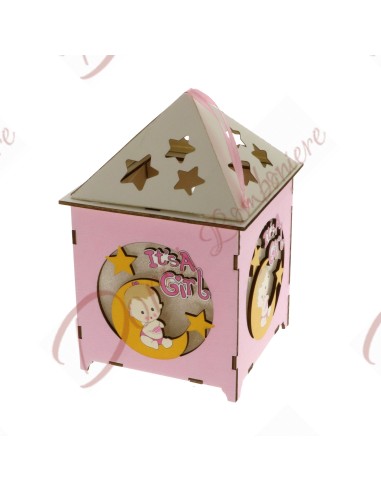 Baby house with led light CM 11X16H PINK