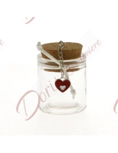 Glass jar with cork stopper heart 6 cm