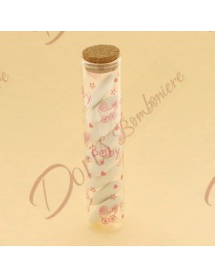 Glass vials with cork stopper CM 12.5 h BABY PINK