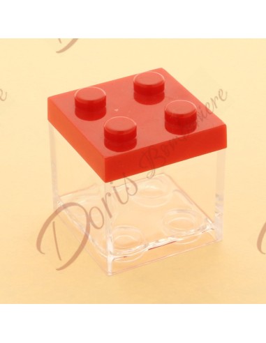 Roter Lego 5x5x5 Plexiglaswürfel