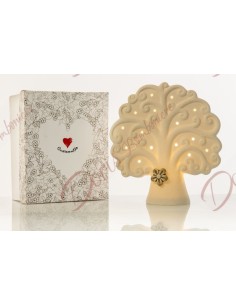 Dim. 16x6x18 lampada led in ceramica albero vita confezionata in elegante scatola regalo D5854 Cuorematto Comunione e Cresima