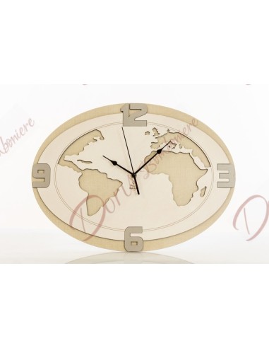 Dim.45x33cm wooden wall clock mondo cuoreitalia