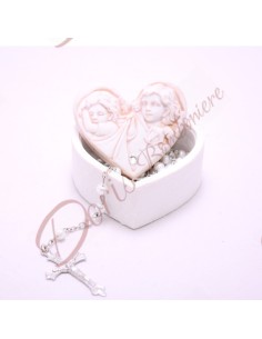 LAURA LINE BOX HEART ANGELS W / ROSARY