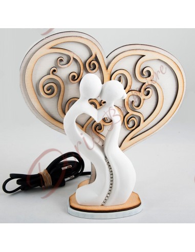 INSEPARABLE LINE WITH WOODEN HEART LAMP 25CM