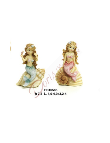 SIRENETTA CON CONCHIGLIA 7.3 CM. 2 ASSORTITE RESINA