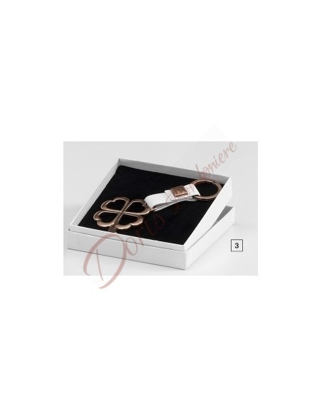 Portachiavi con cinturino in pelle applicazione rame anticato Portachiavi con cinturino in pelle applicazione rame anticato