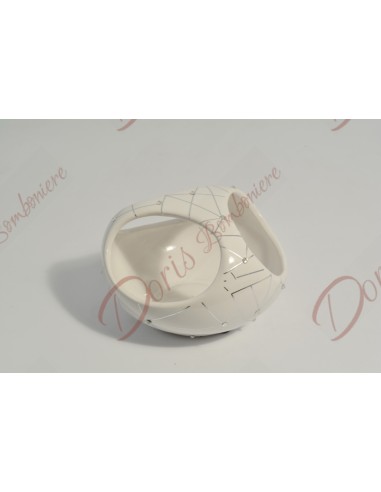 White and silver bowl 7x11cm