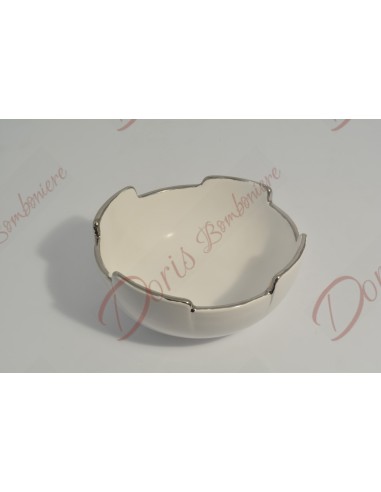 Ciotola porcellana bianca contorno argento Ciotola porcellana bianca contorno argento