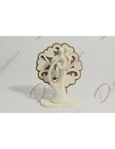 Albero della vita legno con COPPIA porcellana