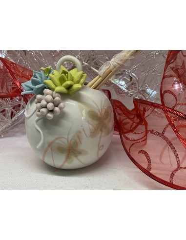 DIFFUSORE DI PROFUMO SFERA CON FIORI IN PORCELLANA