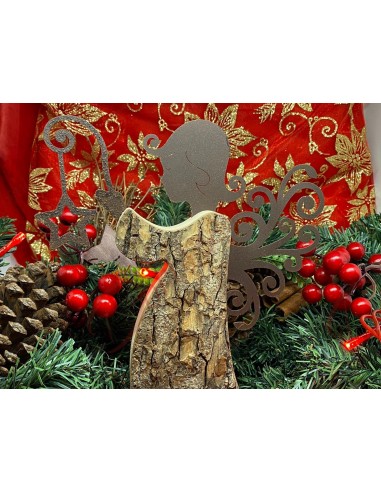 Angelo grande in legno, metallo e cristallo