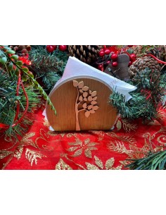 Wooden napkin holder with tree of life branch