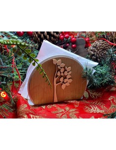 Serviettenhalter aus Holz mit Lebensbaumzweig 2