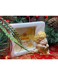 Cornice portafoto marcangelo egan in ceramica con cuore oro e riccioli biondi 2