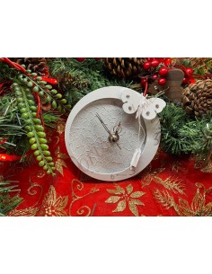 Metal clock with rhinestone butterfly diam. 12 cm