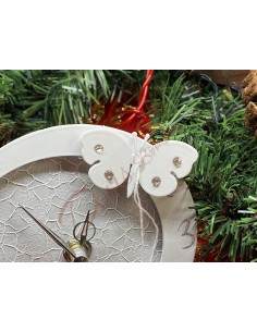 Horloge métal avec papillon strass diam. 12cm 2