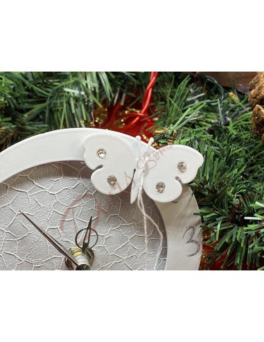 Metalluhr mit Strass Schmetterling diam. 12cm