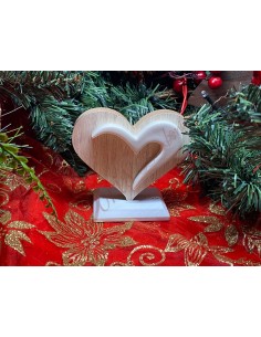 Coeur en bois avec insert en porcelaine