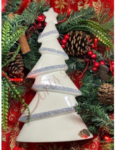 Albero di natale in porcellana con strisce di strass altezza 25 cm 2