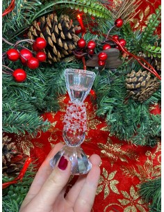 Bougeoir en verre cristal avec strass rouges 11 cm