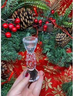 Bougeoir en verre cristal avec strass rouges 11 cm 2