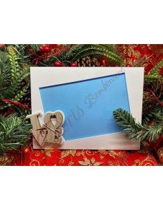 Metal photo frame with wooden love writing 18x13 photo size