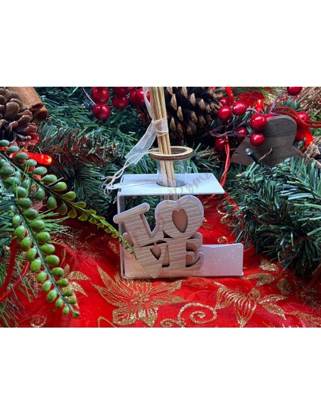Diffusore di profumo metallo con love in legno Diffusore di profumo metallo con love in legno