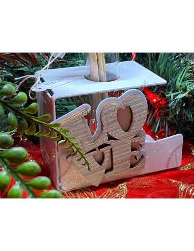 Diffusore di profumo metallo con love in legno