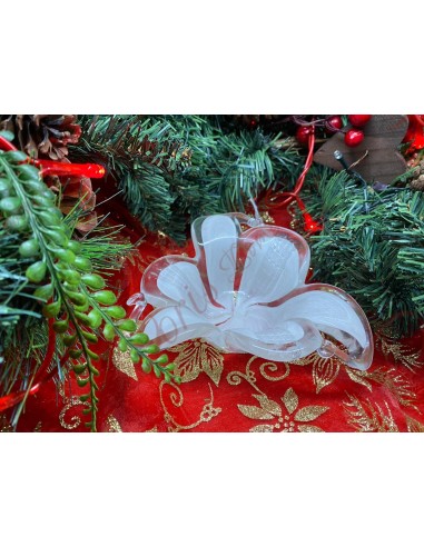 Porta cioccolatini in vetro murano bianco fiore